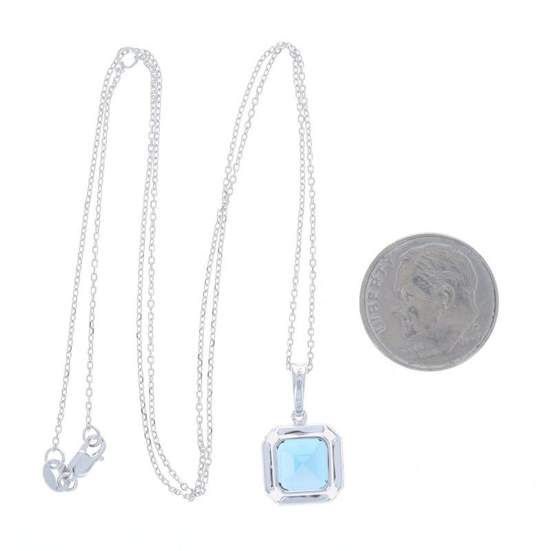 Collana con ciondolo in oro bianco London Blue Topaz Diamond 14k Asscher 3.06ctw Adjust In condizioni Nuovo in vendita a Greensboro, NC