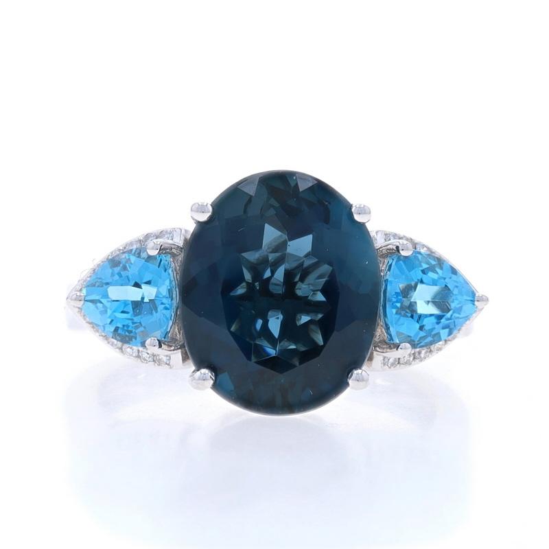 Size: 7
Sizing Fee: Up 2 sizes for $40 or Down 1 size for $40

Metal Content: 14k White Gold

Stone Information

Natural London Blue Topaz
Treatment: Routinely Enhanced
Carat(s): 6.00ct
Cut: Oval

Natural Swiss Blue Topaz
Carat(s): 1.10ct
Cut: