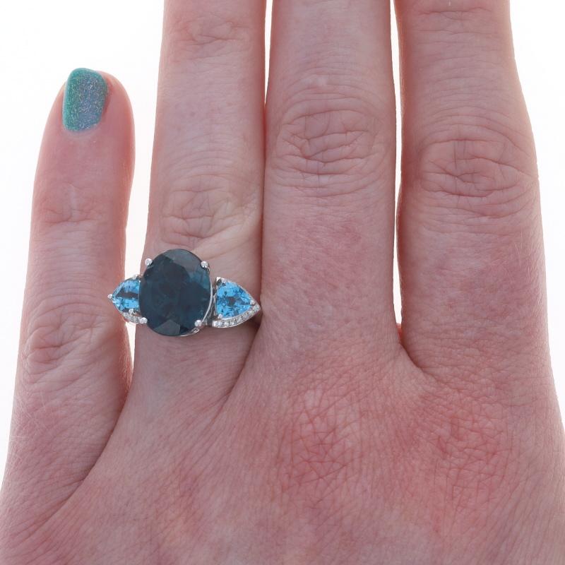 Oval Cut White Gold London Blue Topaz Swiss Blue Topaz Diamond Ring - 14k Oval 7.22ctw For Sale