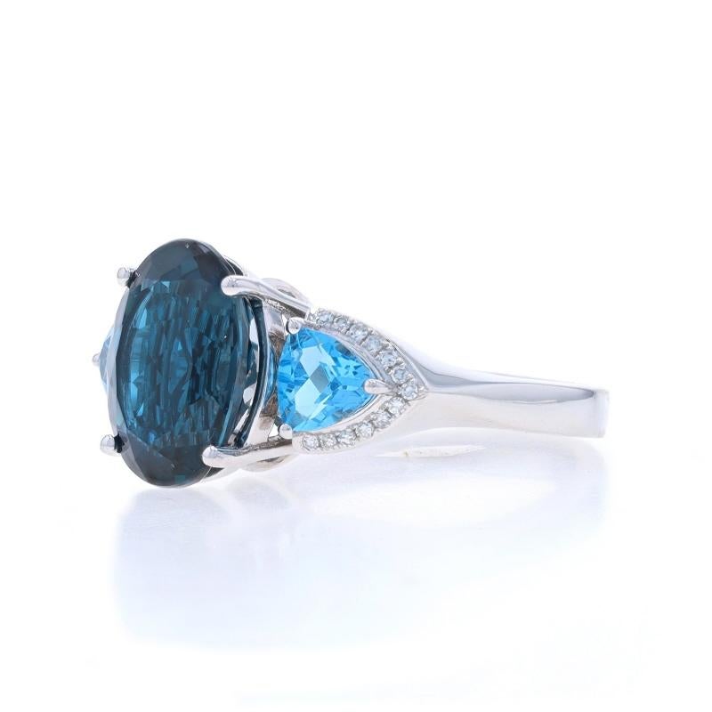 White Gold London Blue Topaz Swiss Blue Topaz Diamond Ring - 14k Oval 7.22ctw In Excellent Condition For Sale In Greensboro, NC