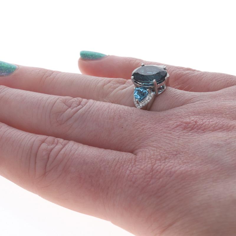 Men's White Gold London Blue Topaz Swiss Blue Topaz Diamond Ring - 14k Oval 7.22ctw For Sale
