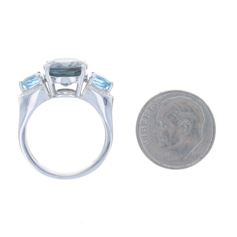 White Gold London Blue Topaz Swiss Blue Topaz Diamond Ring - 14k Oval 7.22ctw For Sale 1