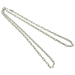 White Gold Long Chain Link Necklace