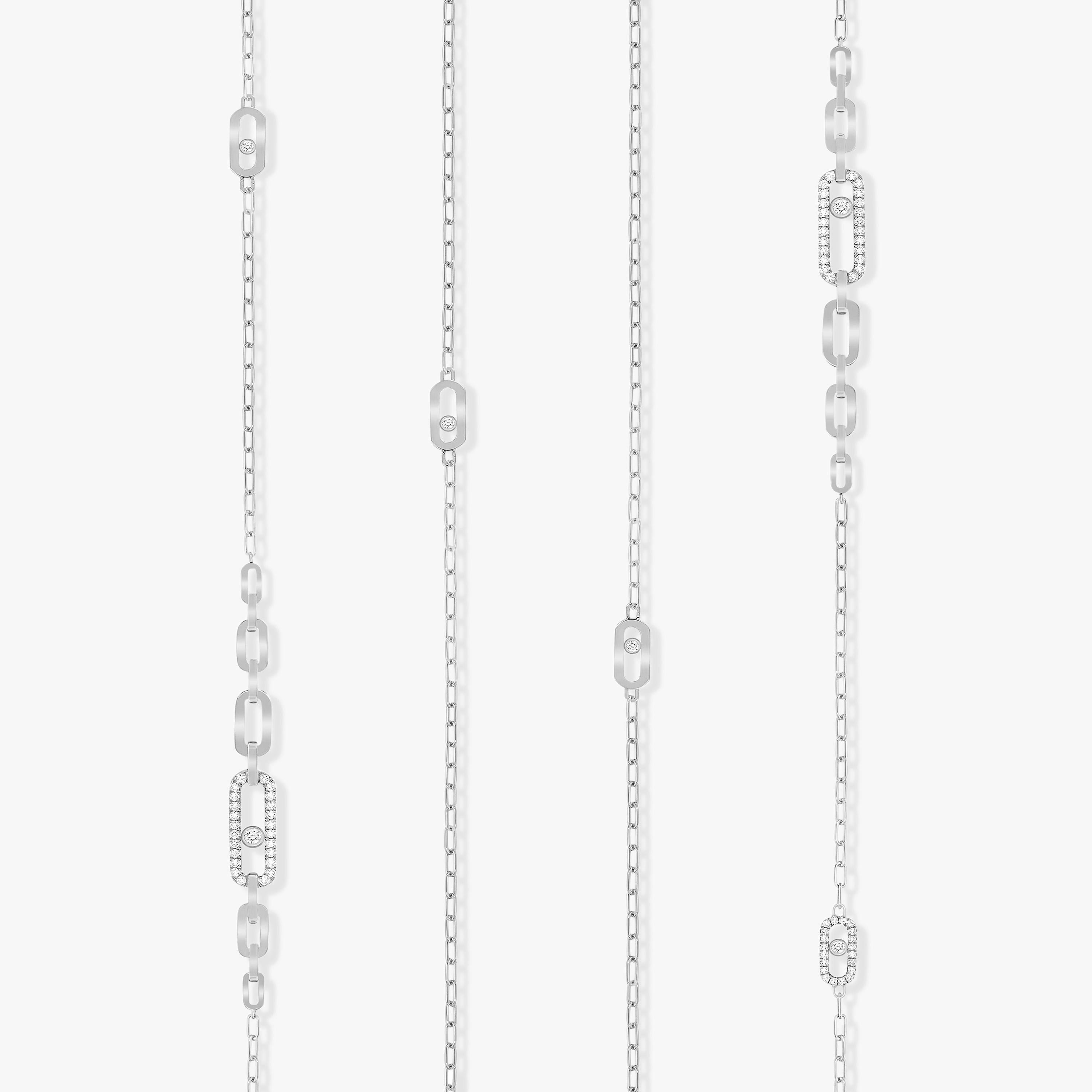 Moderne Collier long en or blanc avec diamants mobiles de Messika en vente