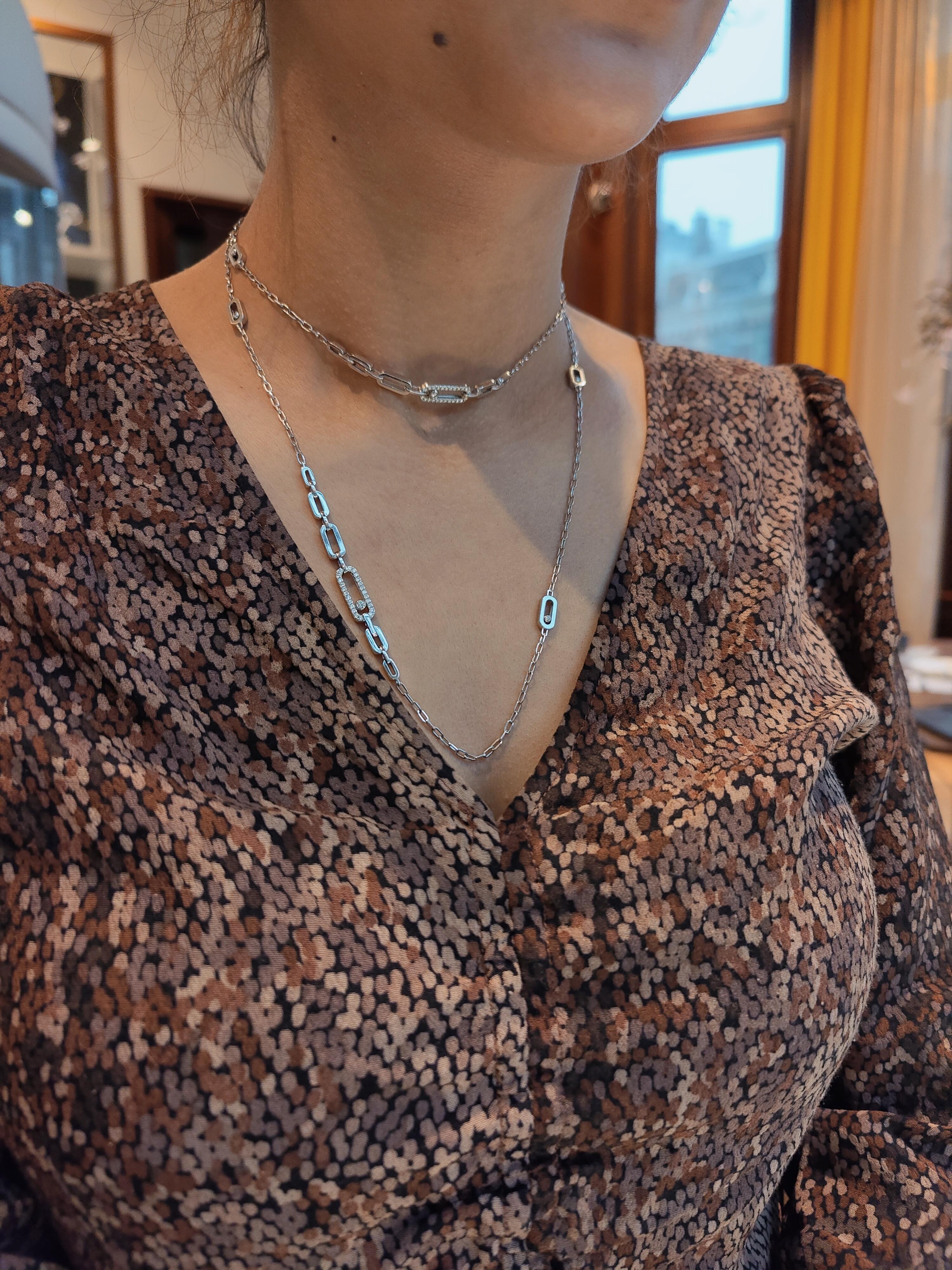 Lange Halskette aus Weißgold mit beweglichen Diamanten von Messika im Zustand „Neu“ im Angebot in Amsterdam, NL