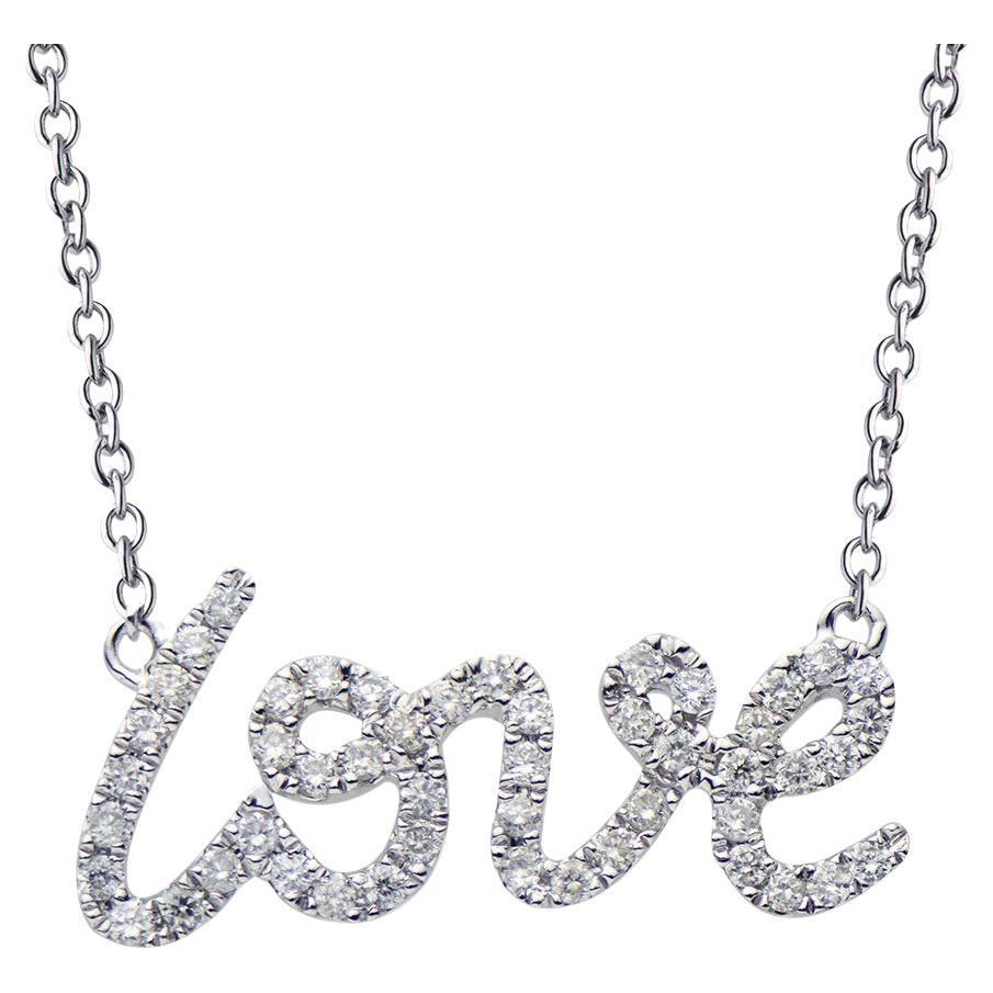 White Gold "Love" Necklace For Sale