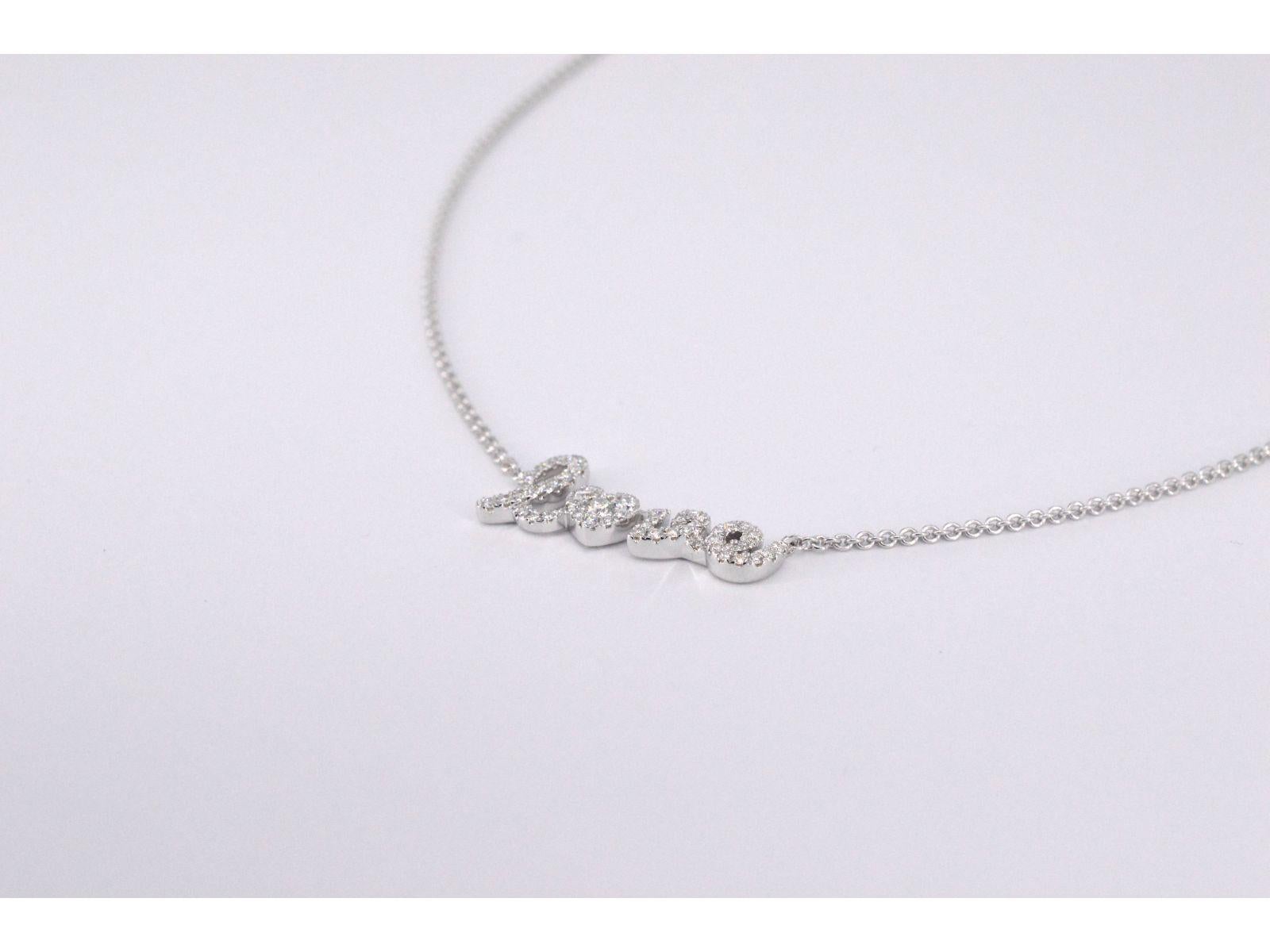 Women's White Gold 'Love' Necklace with Diamonds