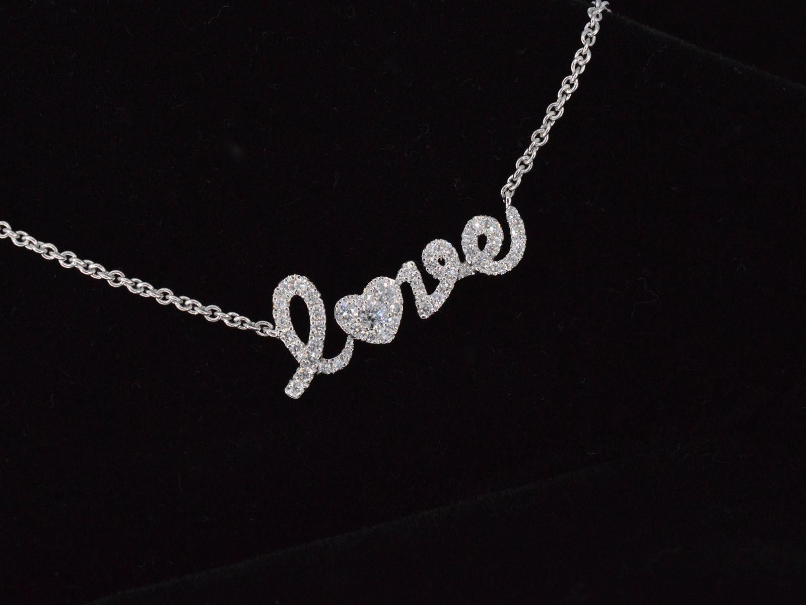 White Gold 'Love' Necklace with Diamonds 2