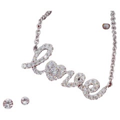 White Gold 'Love' Necklace with Diamonds