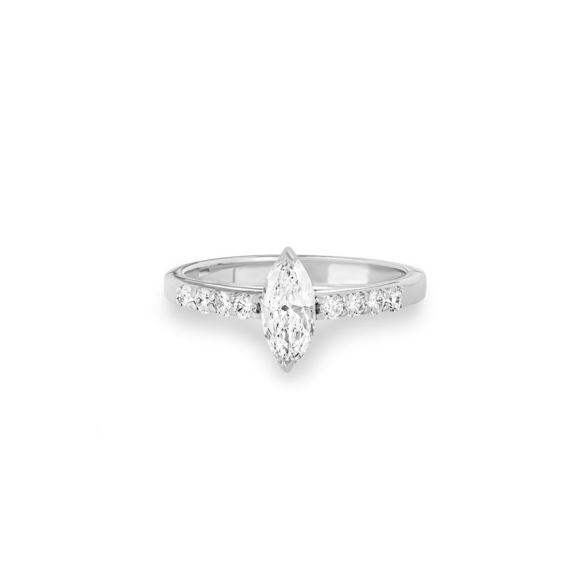 White Gold Marquise Cut Diamond Ring 0.53ct I/VS1 In New Condition For Sale In London, GB