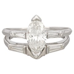 Retro White Gold Marquise Diamond Wedding Set