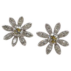 white gold flower earrings White Gold Marquise
Round Diamond Flower Stud Earrings