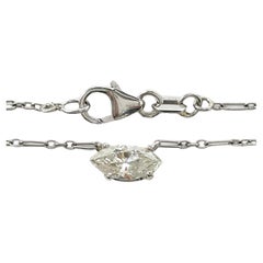 White Gold Marquise Solitaire Diamond Pendant Necklace, 0.50ct