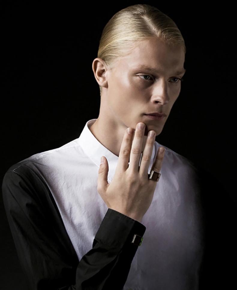 Gemelli da uomo in oro bianco in stile Art Déco dell'artista con quarzo verde In condizioni Nuovo in vendita a Berlin, DE