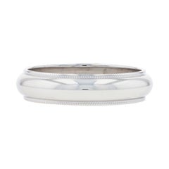 White Gold Men's Wedding Band, 10k Milgrain Ring