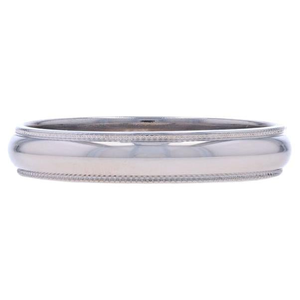 Alianza de oro blanco para hombre - 10k Milgrain Anillo Talla 10