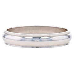 Used White Gold Men's Wedding Band - 14k Ribbed Stripe Ring Size 9