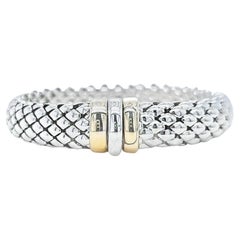 White Gold Mesh Bracelet with Yellow Gold Clasp Accent