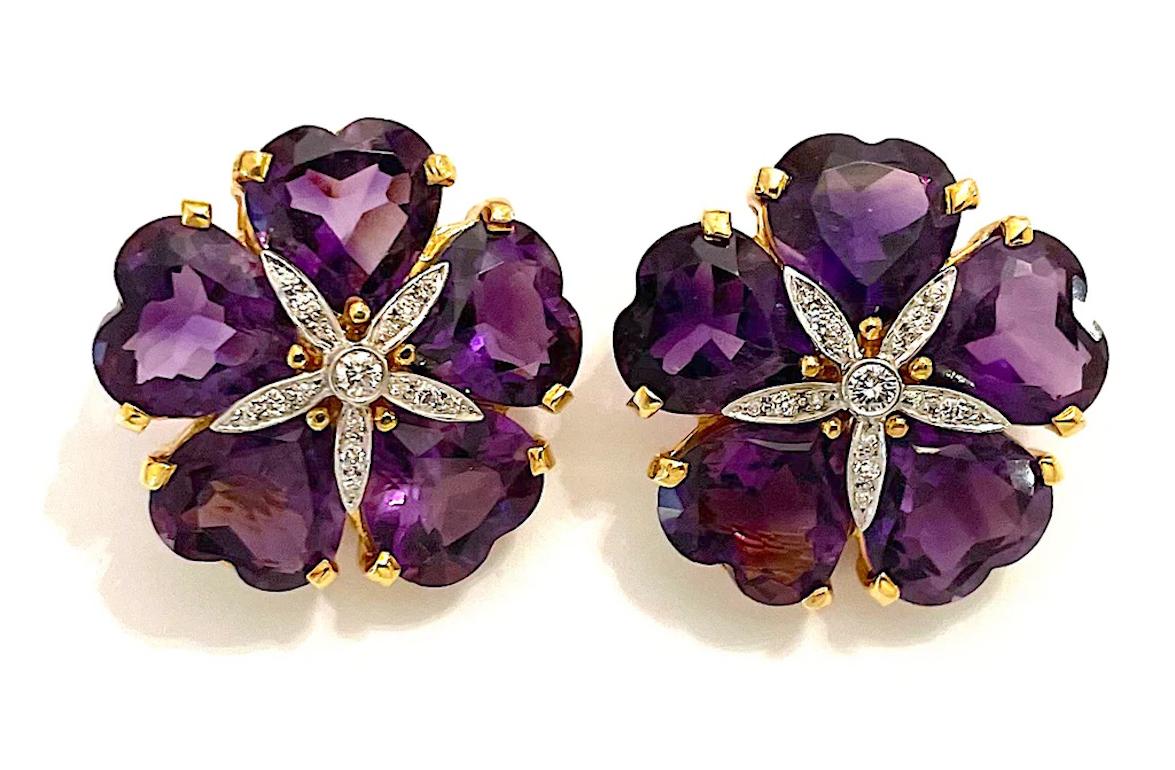Women's White Gold Mini Sand Dollar Earrings with Iolite and Diamonds For Sale