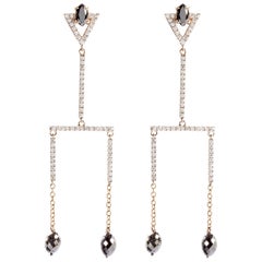 White Gold Mobile Earrings Black and White Diamods