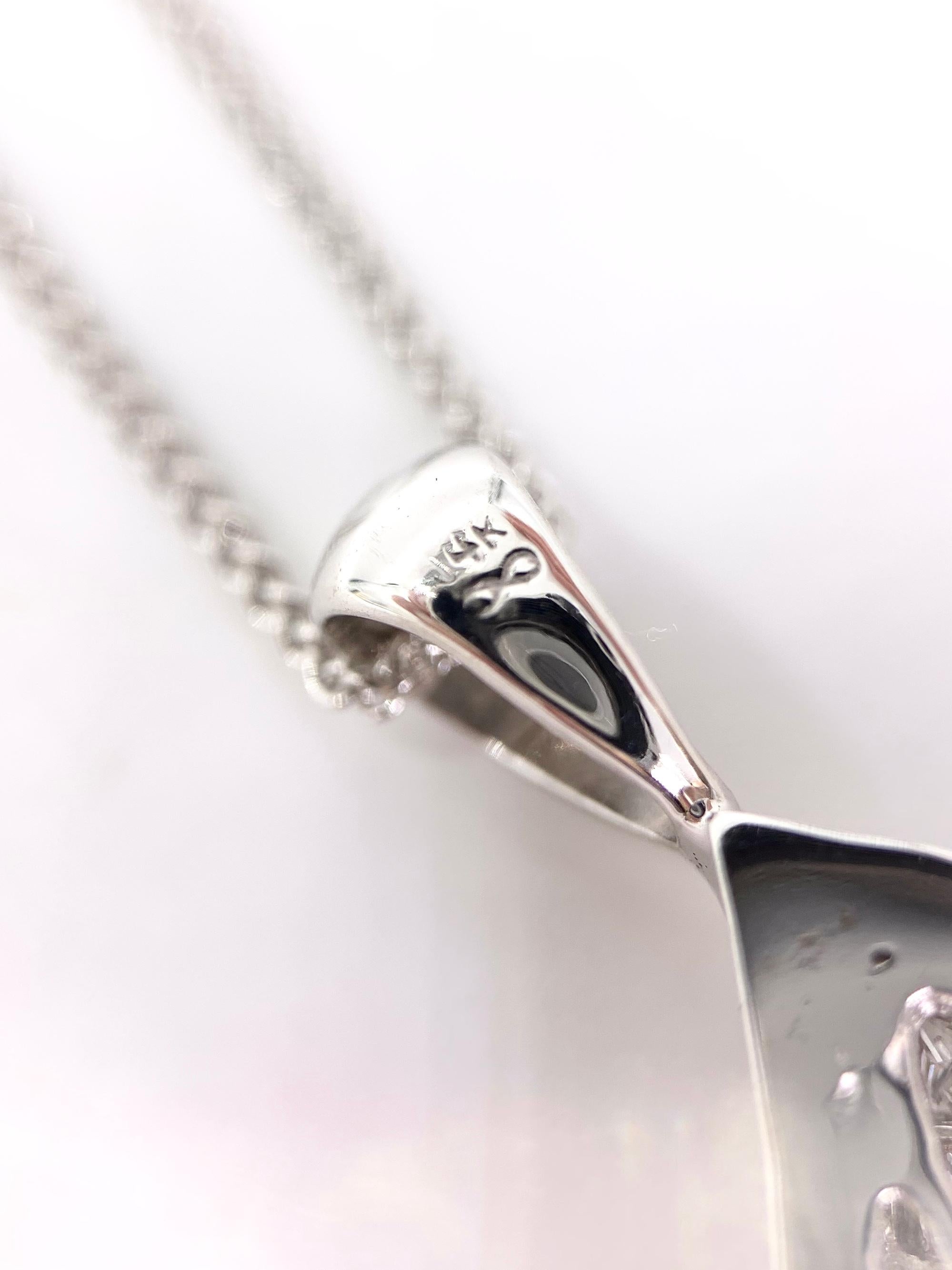 White Gold Modern Square Diamond Pendant In Good Condition For Sale In Pikesville, MD