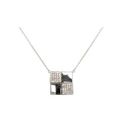 White Gold Modern Style Pendent with Diamonds Made in Italy