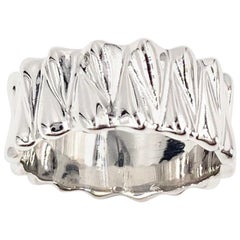 White Gold Modern Zig Zag Band Ring