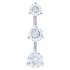 White Gold Moissanite Graduated Three-Stone Journey Pendant, 14k Round 2.40ctw