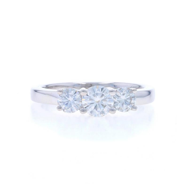 White Gold Moissanite Three-Stone Engagement Ring - 14k Round Brilliant .98ctw