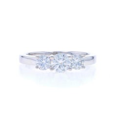 White Gold Moissanite Three-Stone Engagement Ring - 14k Round Brilliant .98ctw