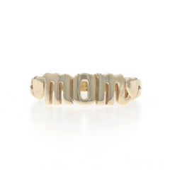 Yellow Gold Mom Heart Band - 10k Family Love Ring