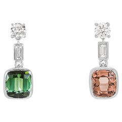 White Gold Multi-Coloured Tourmaline 
Diamond Drop Earrings