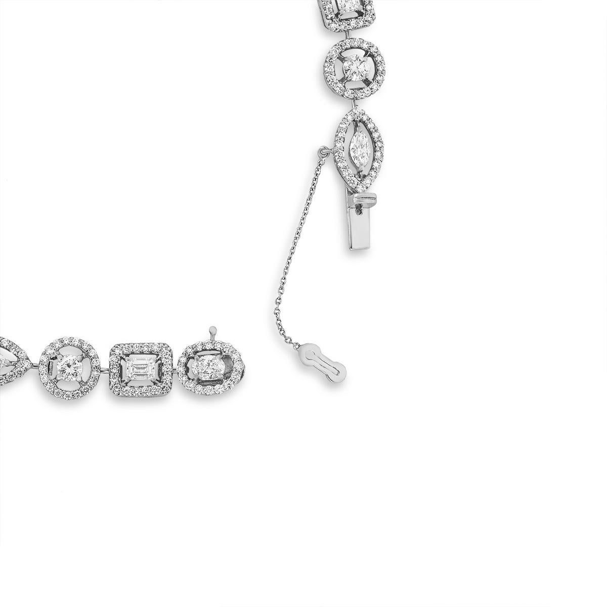 Women's White Gold Multi-Cut Diamond Halo Tennis Bracelet 6.00ct