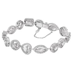 White Gold Multi-Cut Diamond Halo Tennis Bracelet 6.00ct