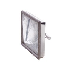 White gold Munsteiner cut quartz tourmaline brooch