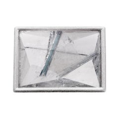 White gold Munsteiner cut quartz tourmaline brooch