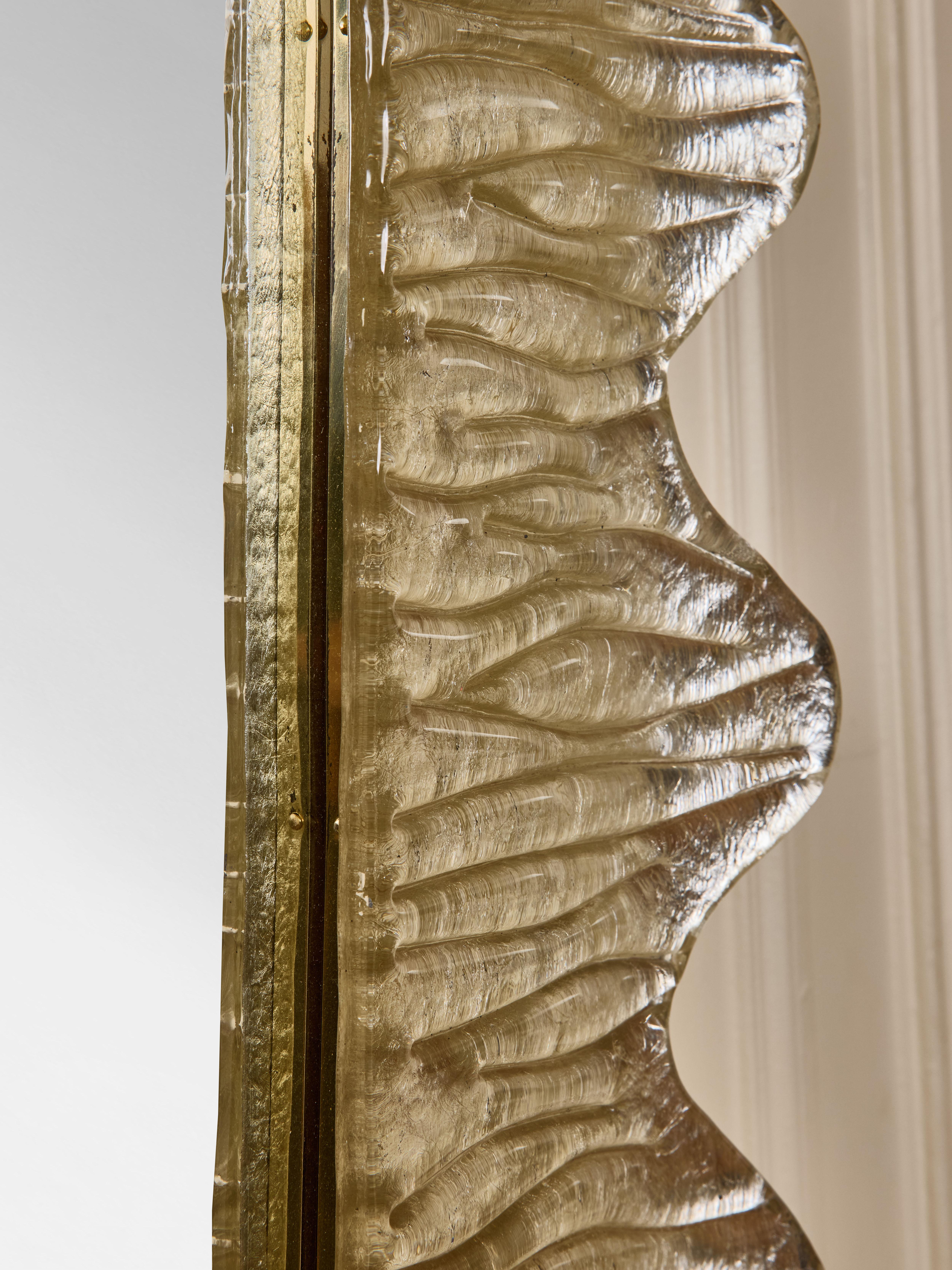 Italian White gold Murano glass mirror by Studio Glustin