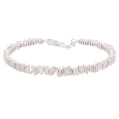 Weißgold Natürlicher Brillant Baguetteschliff Diamant-Armreif