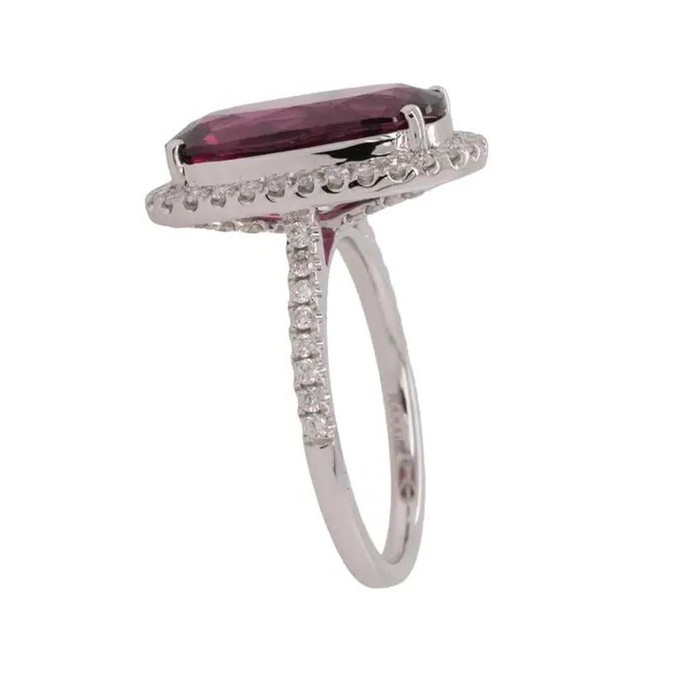 Ring aus Weißgold mit natürlichem Diamant/ Rhodolith-Granat im Angebot 1