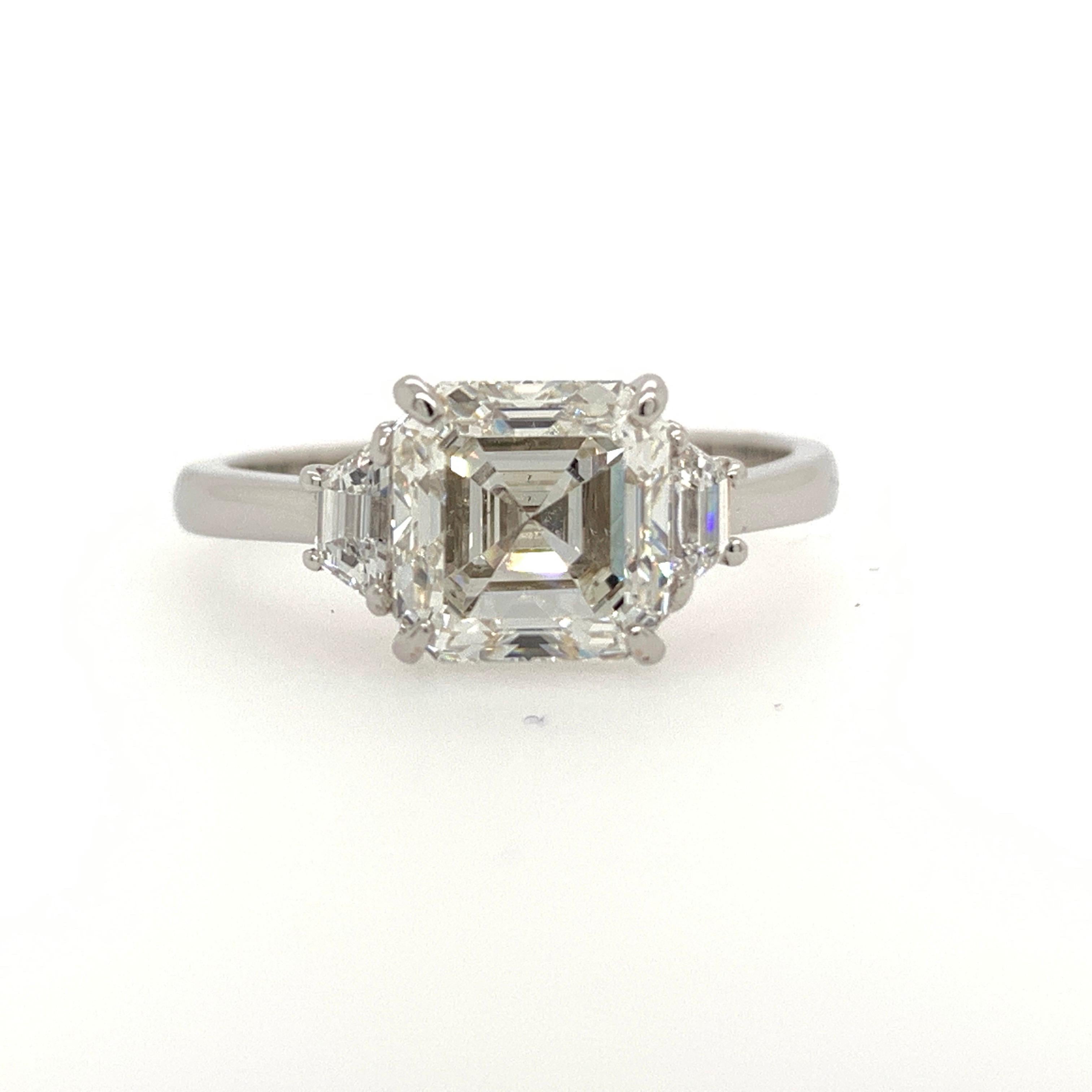  Square Emerald Cut Diamond Ring GIA 2.11 Carat I VS2  1
