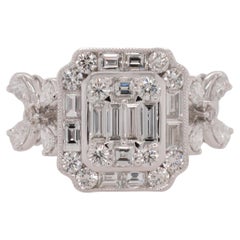 White Gold Natural Mixed Cut Floral Diamond Ring