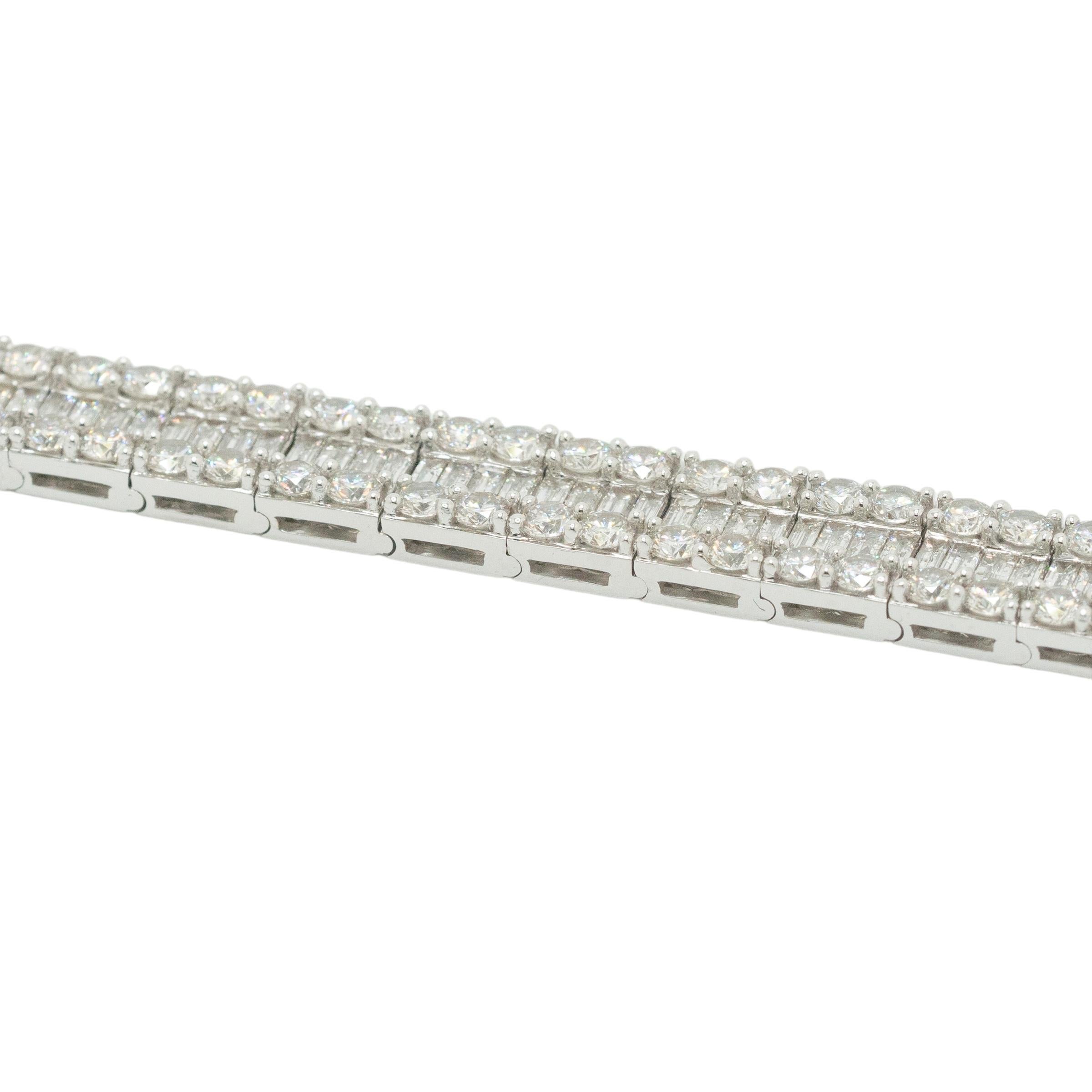 Weißgold Natürlicher Mischschliff Drei Reihen Diamantarmband im Zustand „Neu“ in Boca Raton, FL