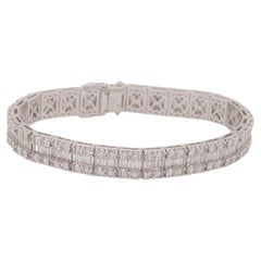 Weißgold Natürlicher Mischschliff Drei Reihen Diamantarmband