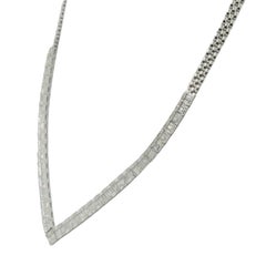 White Gold Natural Mixed Cut V Shaped Diamond Necklace