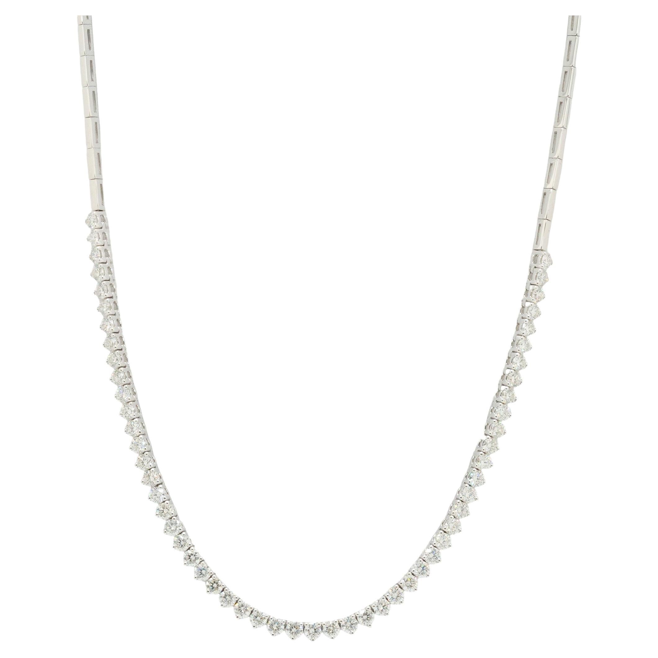 White Gold  Natural Round Brilliant Diamond Necklace
