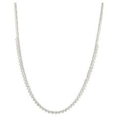 White Gold  Natural Round Brilliant Diamond Necklace