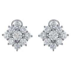 White Gold Natural Round Internally Flawless Brilliant Diamond Halo Earrings