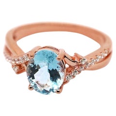 Oval Cut Aquamarine Fashion Ring In 925 Solid Sterling Silver(8x6) Gift For Wife