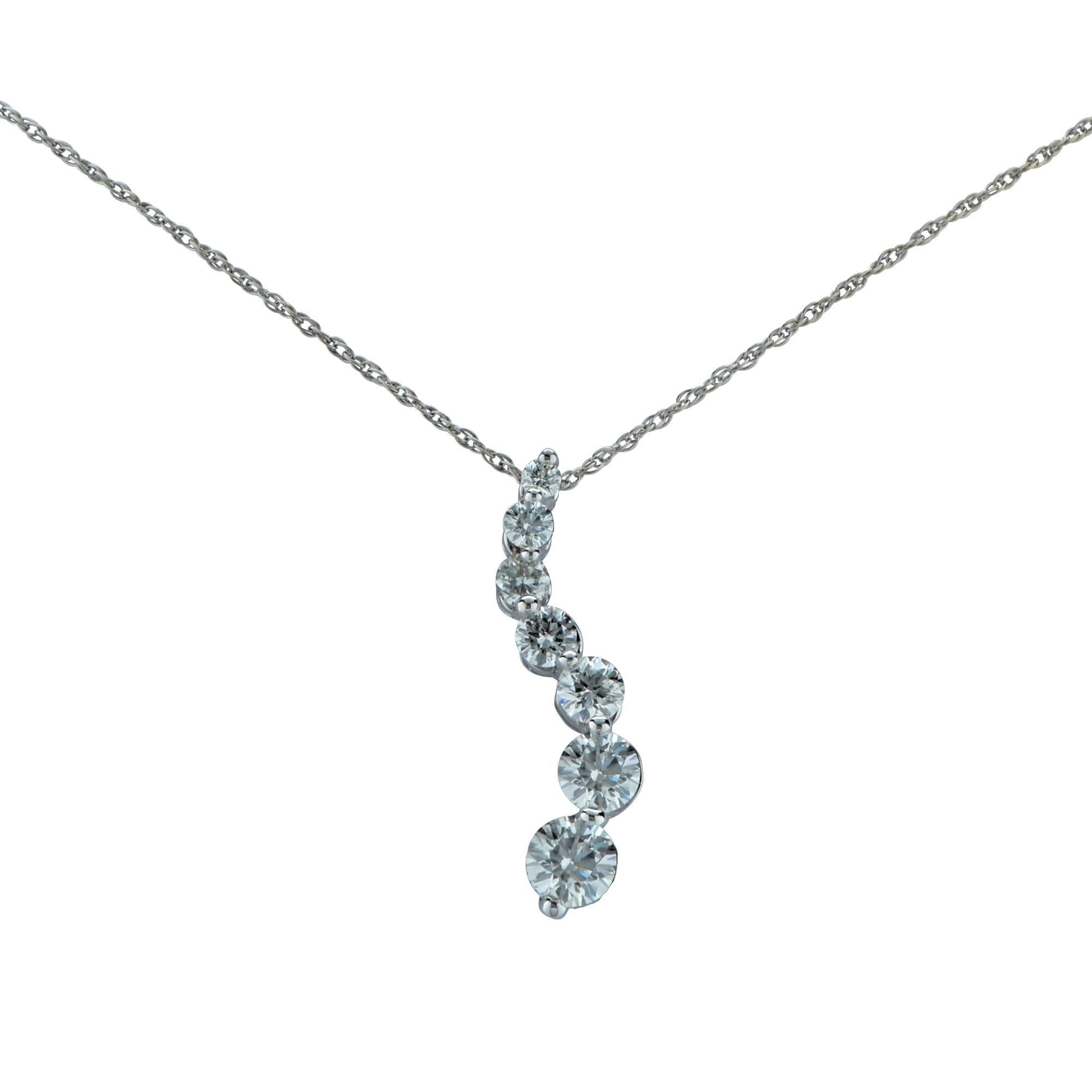Modern White Gold Necklace and Diamond Drop Pendant
