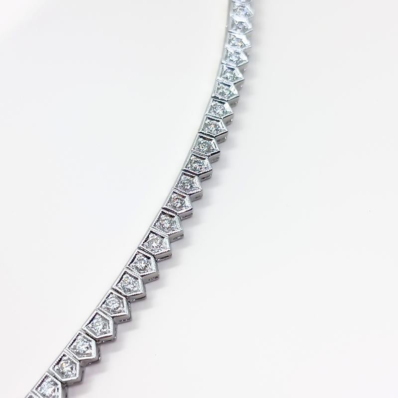 White Gold Necklace, Diamonds and Pearl For Sale 1